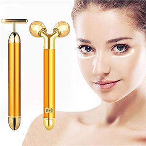 2-IN-1 Beauty Bar 24k Golden Pulse Facial Face Massager, Electric Waterproof... - Ilgrandebazar