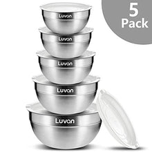 Carica l'immagine nel visualizzatore di Gallery, Luvan 18/10 304 Ciotole per miscelazione in acciaio inox con coperchi,orlo...