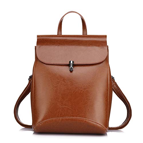 Realer Vera Pelle Casuale Femminile Moda Zaino Zaini Borse per le Marrone