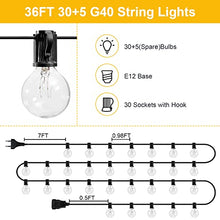 Carica l'immagine nel visualizzatore di Gallery, Catena Luminosa Esterno, TOGAVE 11M Catena Luci Esterni con 30+5 G40 Lampadina Ghirlanda Luci IP44 Impermeabile Filo Lampadine Esterno Decorazione per Giardino,Matrimonio,Festa - Bianco Caldo