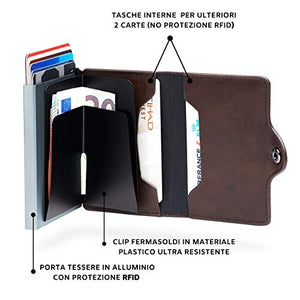 Porta Carte Di Credito Uomo By Bewmer Portafoglio Rigido Fermasoldi E Marrone