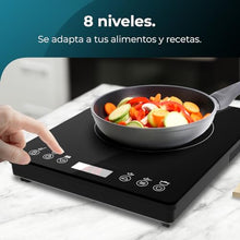 Carica l'immagine nel visualizzatore di Gallery, Cecotec Piastra di induzione portatile 1 Fuoco Full Magma Slim. 2000 W di potenza in 8 livelli, design in vetro ad alta resistenza, display touch, timer, facile pulizia