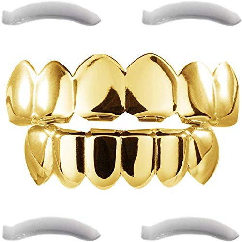 Grillz placcato in oro 24K per bocca set denti Hip Hop superiore inferiore +... - Ilgrandebazar