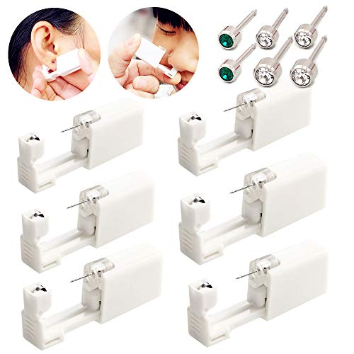 6 pistole usa e getta per piercing all'orecchio, con orecchini, indolore,... - Ilgrandebazar