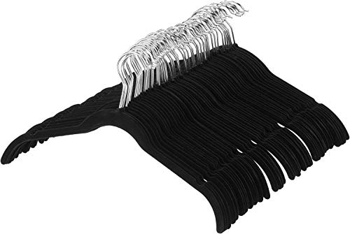 AmazonBasics - Gruccia in velluto per abiti e camicie, 50 50 pezzi, Nero