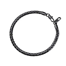 Carica l&#39;immagine nel visualizzatore di Gallery, PROSTEEL Uomo Bracciale a Catena Veneziana Scatola Piatta Tonda, 4 Mm - Nero - Ilgrandebazar