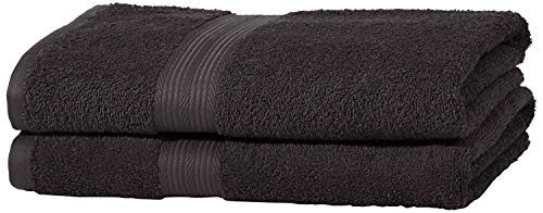 AmazonBasics - Set di 2 asciugamani da bagno che non sbiadiscono, colore Nero - Ilgrandebazar