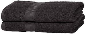 AmazonBasics - Set di 2 asciugamani da bagno che non sbiadiscono, colore Nero - Ilgrandebazar