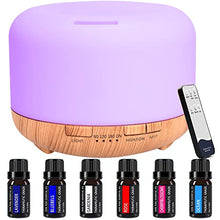 Carica l'immagine nel visualizzatore di Gallery, Diffusore con 6 * 10 ml di Olio Essenziale Puro, e Aromi da 450 ml , Umidificatore Diffusore per Aromaterapia con Modalità Nebbia Regolabile e LED a 7 Colori