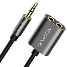 Carica l'immagine nel visualizzatore di Gallery, deleyCON 1x Jack da 3,5mm Audio Splitter Adattatore AUX per Cavo...
