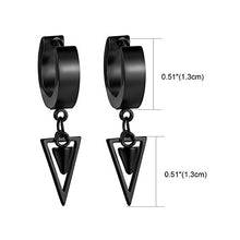 Carica l&#39;immagine nel visualizzatore di Gallery, JewelryWe Orecchini da Uomo Donna a Cerchio con Pendente in Nero - Ilgrandebazar