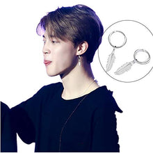 Carica l&#39;immagine nel visualizzatore di Gallery, PPX Argento Orecchini per uomo Donna Ragazza a cerchio Piuma...