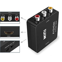 Carica l'immagine nel visualizzatore di Gallery, Sisthirth Adattatore da AV a HDMI,1080P RCA Composite CVBS to HDMI Nero