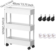 Carica l'immagine nel visualizzatore di Gallery, DoDuo Carrello portaoggetti per scaffalature su ruote, carrello portaoggetti a 3 ripiani, carrello scorrevole e scorrevole, carrello portaoggetti mobile