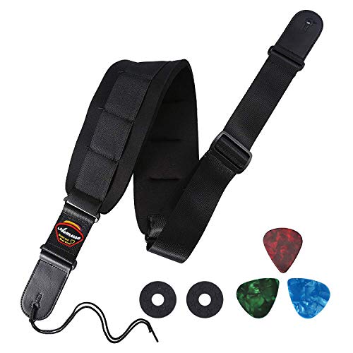 Tracolla Imbottita in Neoprene SBR per Chitarra/Basso Con Inserto Nero-M - Ilgrandebazar