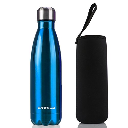 EXTSUD 500ml Bottiglia Termica Acciaio Inox Termos Bottiglietta per Blu
