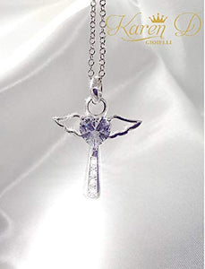 Collana Donna Argento 925 di Karen D Gioielli Ciondolo croce Zircone White - Ilgrandebazar