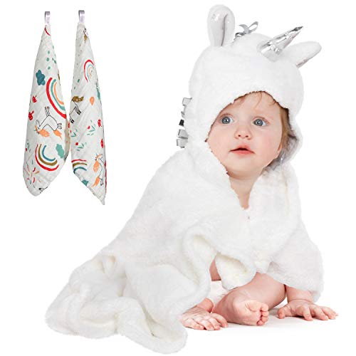 Lictin Accappatoio Neonato Unicorno Per Bambini - Extra Morbido Super Bianco - Ilgrandebazar
