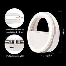 Carica l'immagine nel visualizzatore di Gallery, Diyife Selfie Ring Light, [Ultima Versione] Ricaricabile Luce Dell'Anello Selfie 3 Livelli di Luminosità 36 LED con Clip di Regolazione su Telefono Cellulare per Youtube, Facebook, Live Stream,ECC