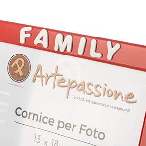 Cornici Rossa per foto in legno con la scritta Family e decorata con... - Ilgrandebazar