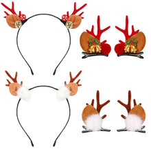 Carica l&#39;immagine nel visualizzatore di Gallery, 4PCS Cerchietto Natale Fermagli per Capelli Natale, Cerchietto Renna e Mollette Capelli con Corna Renna, Cerchietti Natalizi Fermagli Capelli Accessori Capelli Natale Accessori Natalizi Donna Bambina