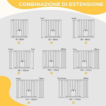 Carica l'immagine nel visualizzatore di Gallery, PawHut Cancelletto per Cani Estensibile con Porta a Chiusura Automatica, in Metallo e ABS, 75-131x76 cm, Bianco