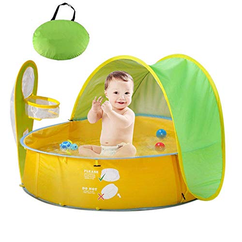 HUSAN Tenda Piscina da Spiaggia Bambini, Pieghevole Portatile Pop-up Piscina...