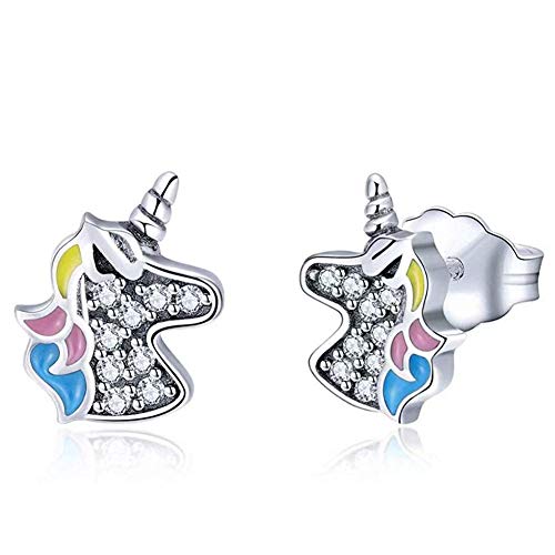 INTVN recchini Unicorno 925 Sterline D'argento Orecchini Abbaglianti... - Ilgrandebazar