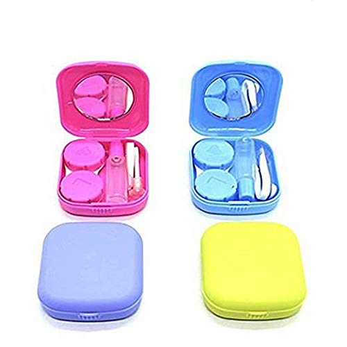 Confezione da 4 mini custodia viaggio per lenti a contatto, blu, viola,... - Ilgrandebazar