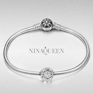NINAQUEEN® Argento Bead Charm Amore - Fortunato Quadrifoglio Ciondolo A - Ilgrandebazar