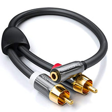 Carica l'immagine nel visualizzatore di Gallery, deleyCON 0,2m Adattatore Audio - Presa Jack da 3,5mm a 2x RCA Metal Plug -...