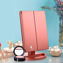 Carica l&#39;immagine nel visualizzatore di Gallery, Ammiy Specchio per Il Trucco con Luce 1x / 2X / 3X Trifold ingrandente con...