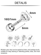 Carica l&#39;immagine nel visualizzatore di Gallery, 16G Acciaio Inossidabile Orecchini Trago di Cartilagine Stud Colore Set 4 - Ilgrandebazar