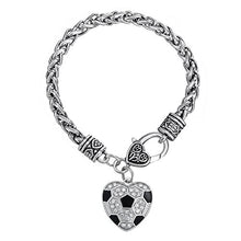 Carica l'immagine nel visualizzatore di Gallery, Smalto Nero Cristallo Bianco Pietra a Forma di Cuore Palla da Calcio... - Ilgrandebazar