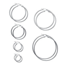 Carica l&#39;immagine nel visualizzatore di Gallery, Sailimue 6 Paia Orecchini a Cerchio Acciaio Inox A 6 Di Color Argento