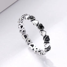 Carica l&#39;immagine nel visualizzatore di Gallery, Anello a forma di cuore in argento Sterling 925 con zirconia cubica nera... - Ilgrandebazar