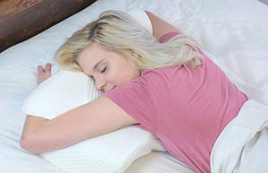 Elviros Cuscino in Memory Foam Ortopedico Cervicale per Dolore al Collo Cuscino Ergonomico per Dolore alla Spalla Cuscino di Sostegno del Collo, Bianco, 64 x 12,5/10,5 x 38 cm