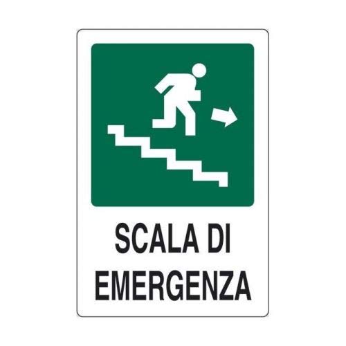 PIXLEMON Cartello Alluminio 18x12 - Scala di Emergenza Basso Destra