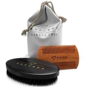 Set Barba Uomo di Sapiens : Brosse + Peigne + Pochoir + Shavette + Ciseaux - Ilgrandebazar
