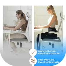 Carica l&#39;immagine nel visualizzatore di Gallery, Cuscino Cuneo - Cuscino per Sedile Auto – Cuscino per Sedia Ufficio – Cuscino Auto sedile e Ufficio Antiscivolo - Auto Cuscini Perfetto per Sedie da Ufficio o per l&#39;Auto (Nero/33.5 x 37 x 2-7.2 cm)