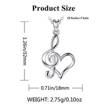 Carica l&#39;immagine nel visualizzatore di Gallery, CELESTIA Cuore Collane Donna Argento Sterling 925, Nota Musicale Ciondolo... - Ilgrandebazar