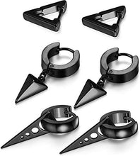 Carica l&#39;immagine nel visualizzatore di Gallery, LOLIAS 4 Paia Acciaio Inossidabile Orecchini Triangolo per A,4pairs Black - Ilgrandebazar
