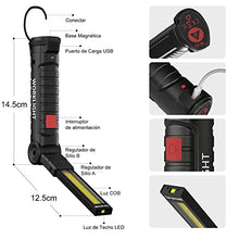 Carica l'immagine nel visualizzatore di Gallery, Coquimbo Festa del Papa Idee Regalo Torcia LED USB Ricaricabile COB Lampada da Lavoro Lampade di Ispezione Pieghevole con Base Magnetica e Gancio per Auto/Campeggio/Home e di Emergenza Uso (2 Pezzi)