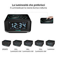 Carica l&#39;immagine nel visualizzatore di Gallery, REACHER Radiosveglia Doppia Funzione Con Porte USB di Ricarica, 6 Differenti...