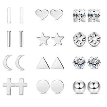 Carica l&#39;immagine nel visualizzatore di Gallery, Sailimue12 Pairs Orecchini in Acciaio Inossidabile Set per Donna Tono Argento