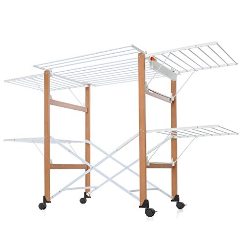 Foppapedretti Gulliver Stendibiancheria Pieghevole, Bianco / Marrone (Noce) - Ilgrandebazar