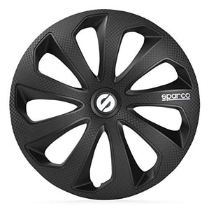 Sparco SPC1574BKC Set copricerchi Sicilia, 15, nero/carbone - Ilgrandebazar