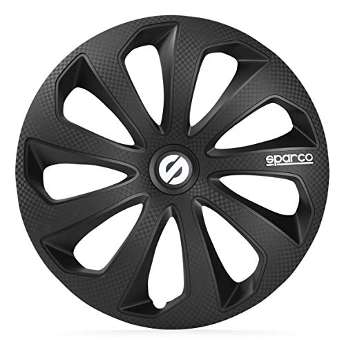 Sparco SPC1574BKC Set copricerchi Sicilia, 15, nero/carbone - Ilgrandebazar