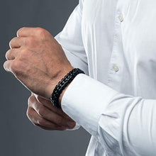 Carica l&#39;immagine nel visualizzatore di Gallery, SERASAR | Bracciale in Pelle Premium per Uomo Nero |Serratura - Ilgrandebazar