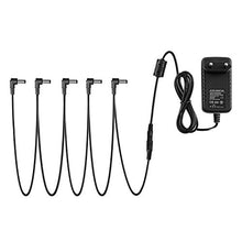 Carica l&#39;immagine nel visualizzatore di Gallery, Donner Adattatore 9V DC 1A Alimentatore per i Pedali Cavo a 5 Vie 1